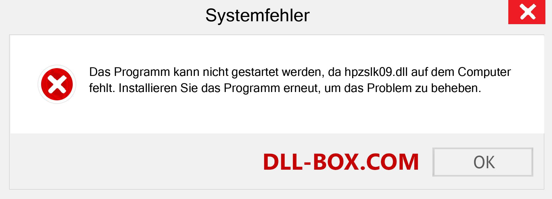 hpzslk09.dll-Datei fehlt?. Download für Windows 7, 8, 10 - Fix hpzslk09 dll Missing Error unter Windows, Fotos, Bildern